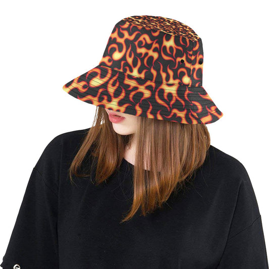 Flame Fire Themed Print Unisex Bucket Hat