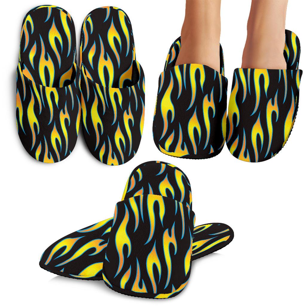 Flame Fire Yellow Pattern House Slippers