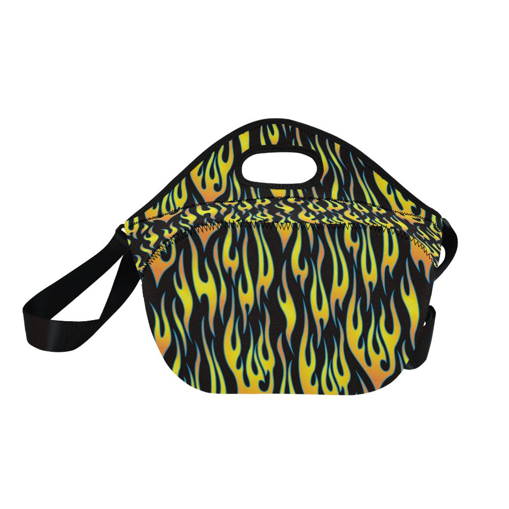 Flame Fire Yellow Pattern Neoprene Lunch Bag (Model 1669)(Large)-JTAMIGO.COM