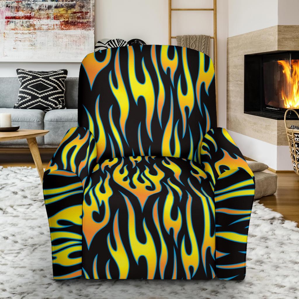 Flame Fire Yellow Pattern Single Sofa Slipcover -JTAMIGO.COM