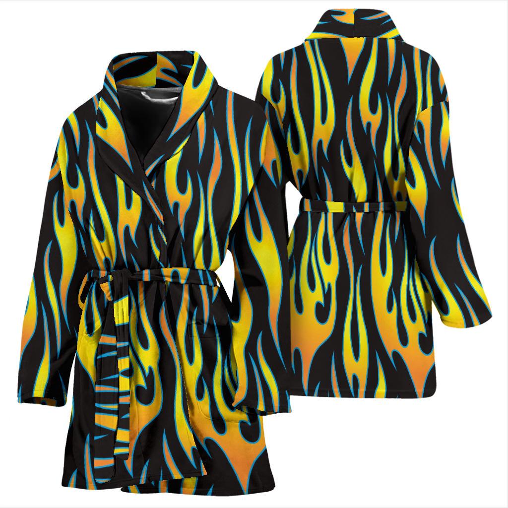 Flame Fire Yellow Pattern Women Bath Robe-JTAMIGO.COM