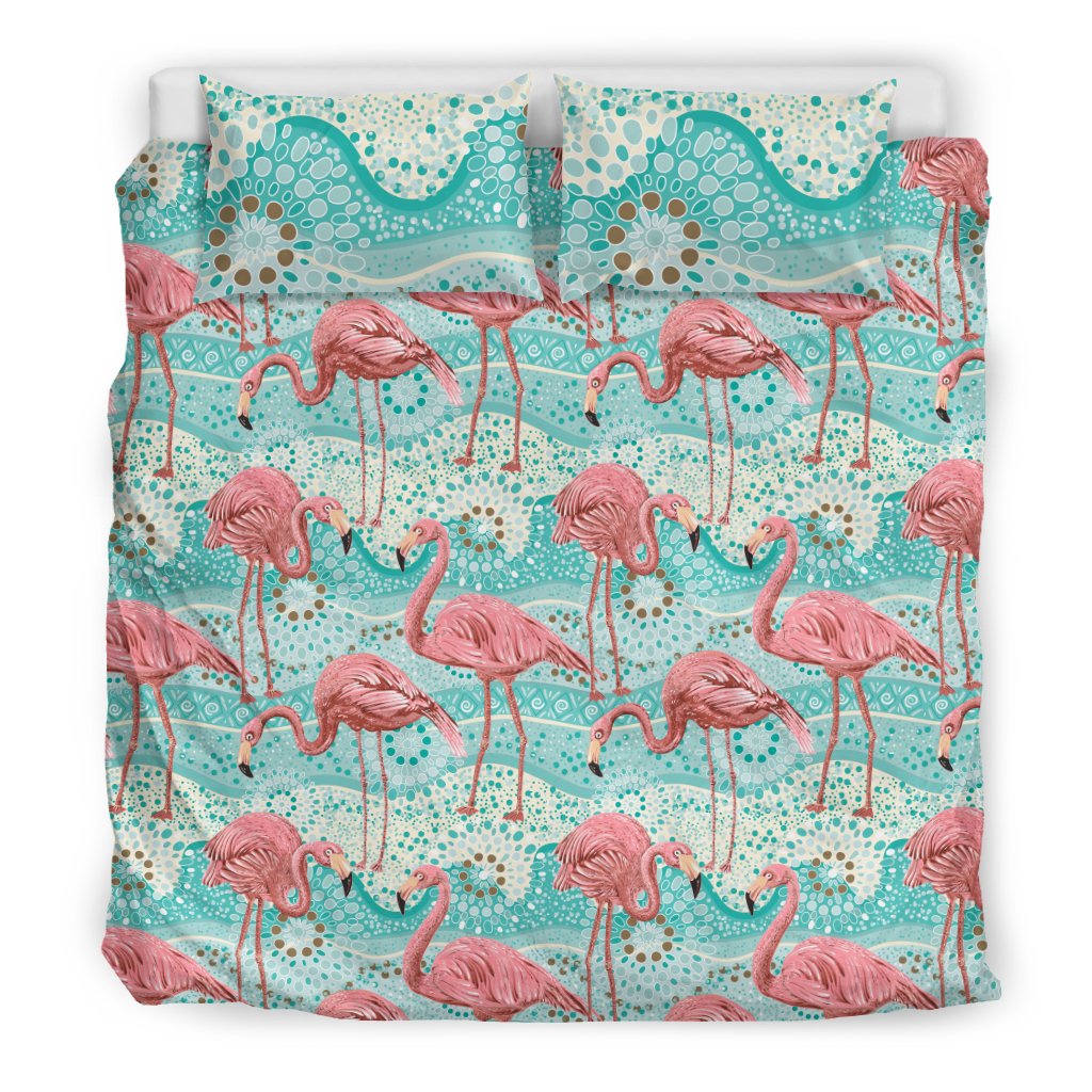 Flamingo Background Themed Print Duvet Cover Bedding Set