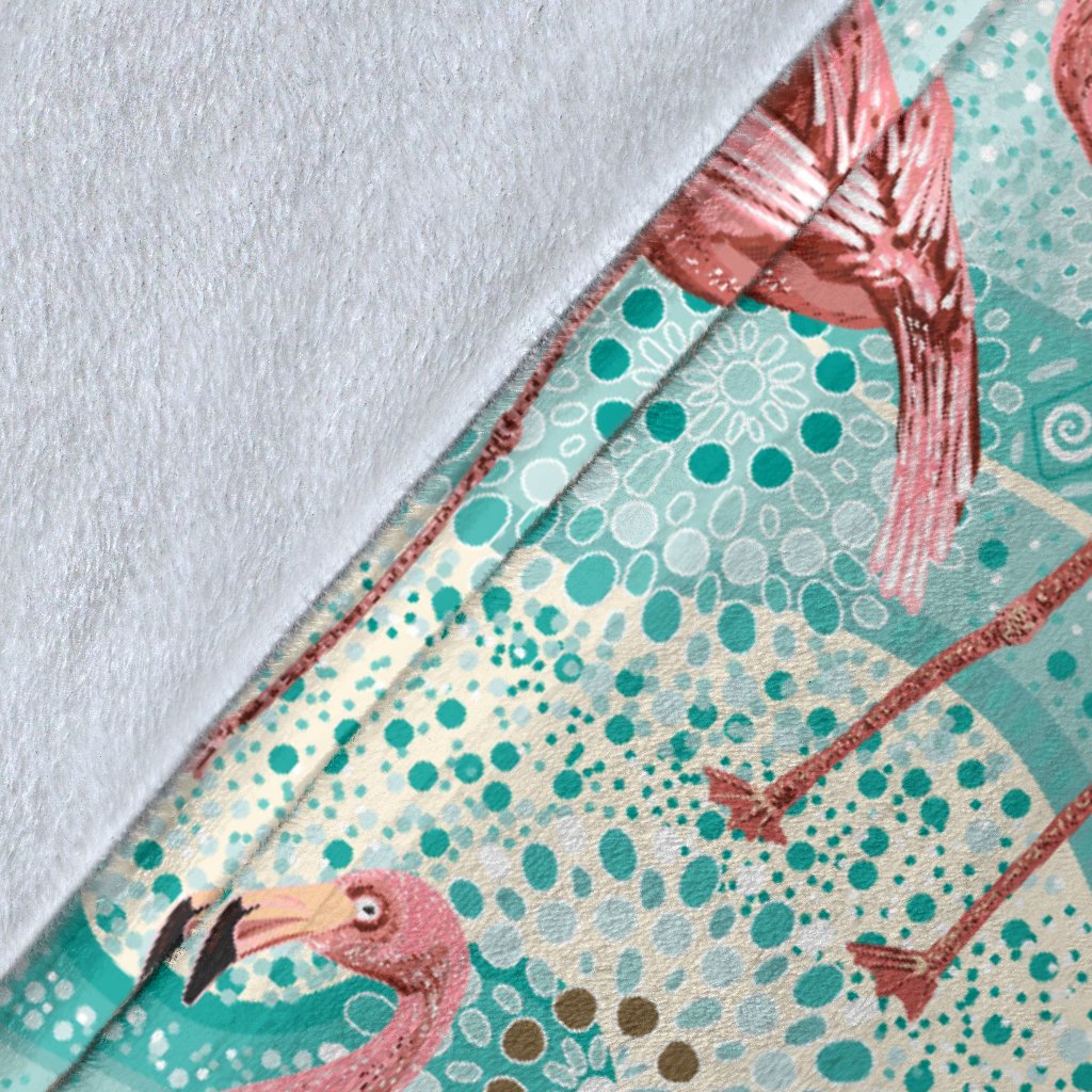 Flamingo Background Themed Print Fleece Blanket
