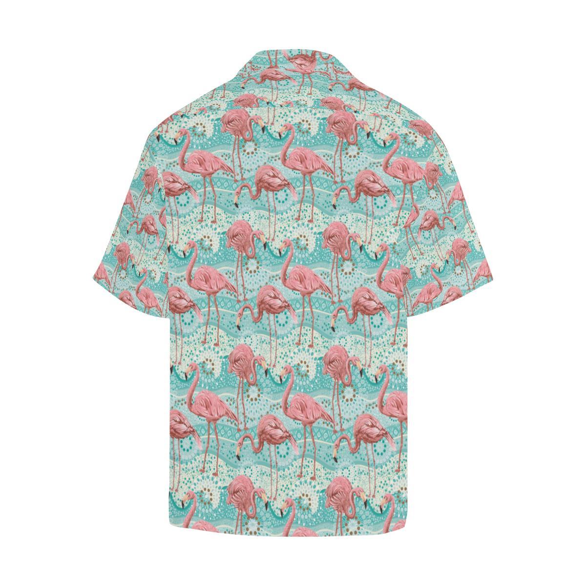 Flamingo Background Themed Print Men Aloha Hawaiian Shirt