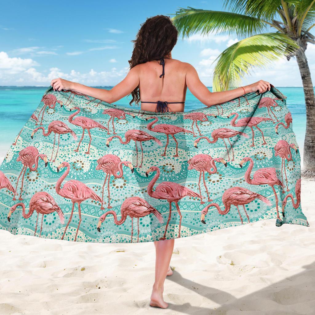 Flamingo Background Themed Print Sarong Pareo Wrap