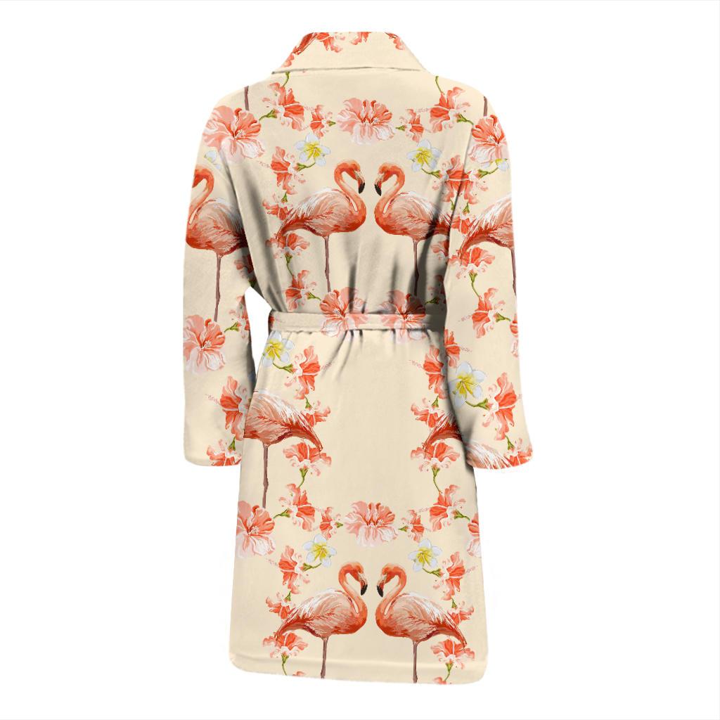 Flamingo Hibiscus Print Pattern Men Bath Robe-JTAMIGO.COM