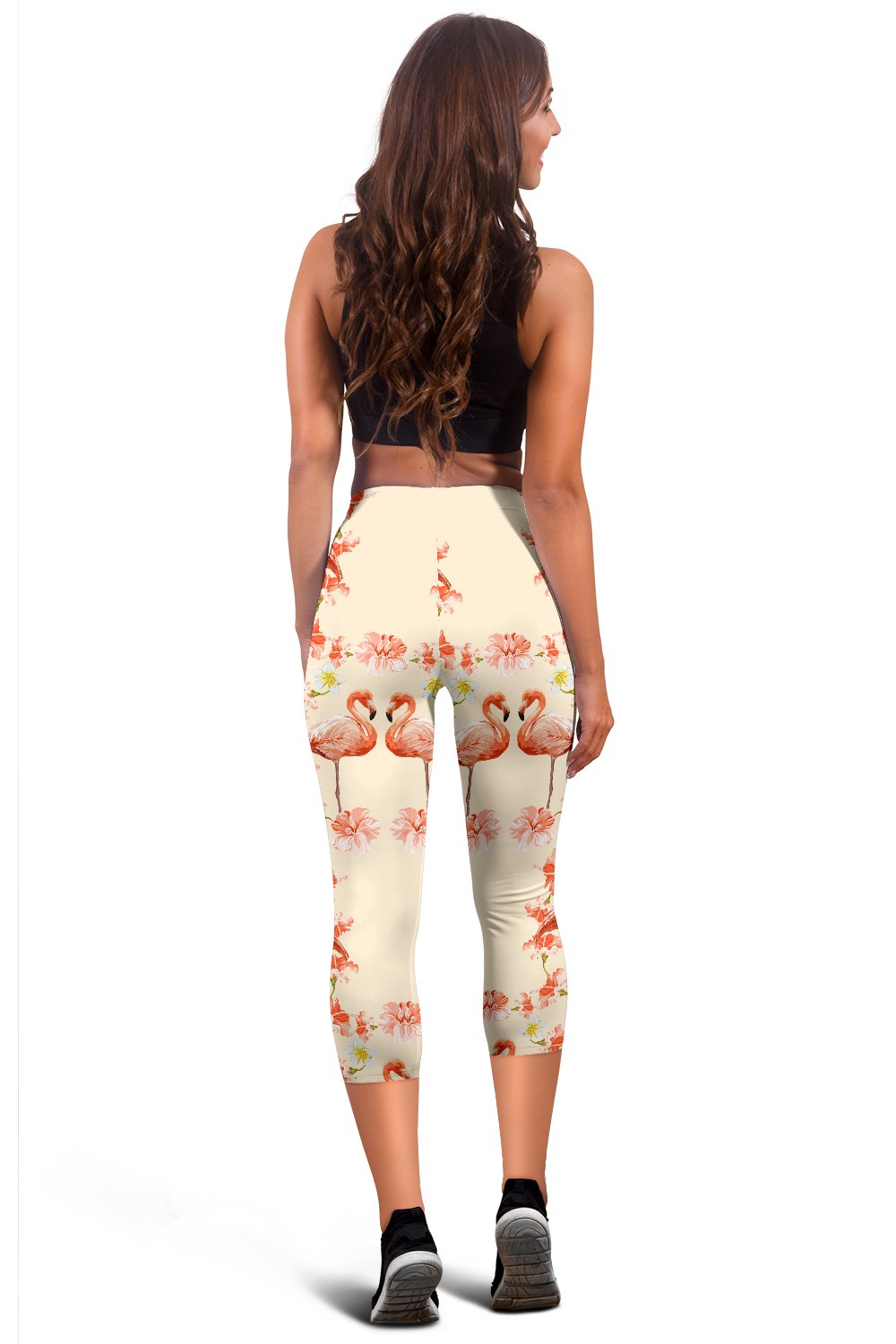 Flamingo Hibiscus Print Pattern Women Capris