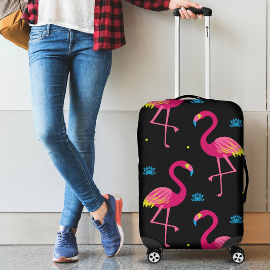 Flamingo Pink Neon Print Pattern Luggage Cover Protector