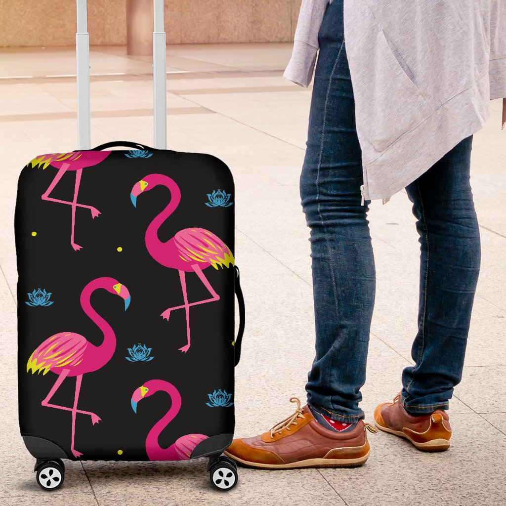 Flamingo Pink Neon Print Pattern Luggage Cover Protector