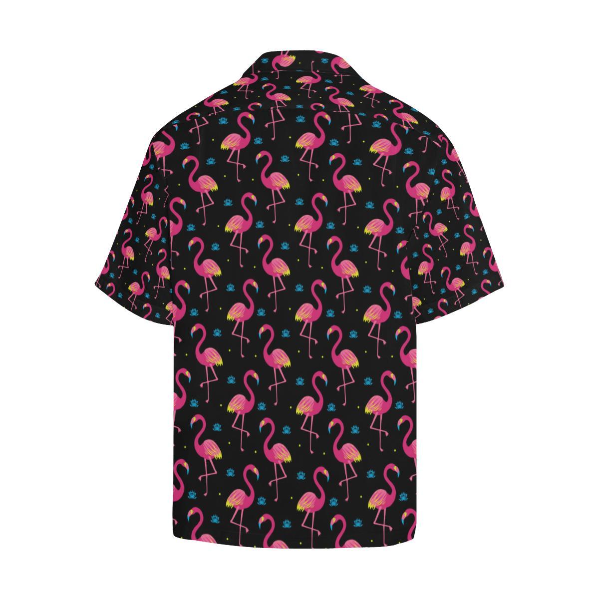 Flamingo Pink Neon Print Pattern Men Aloha Hawaiian Shirt