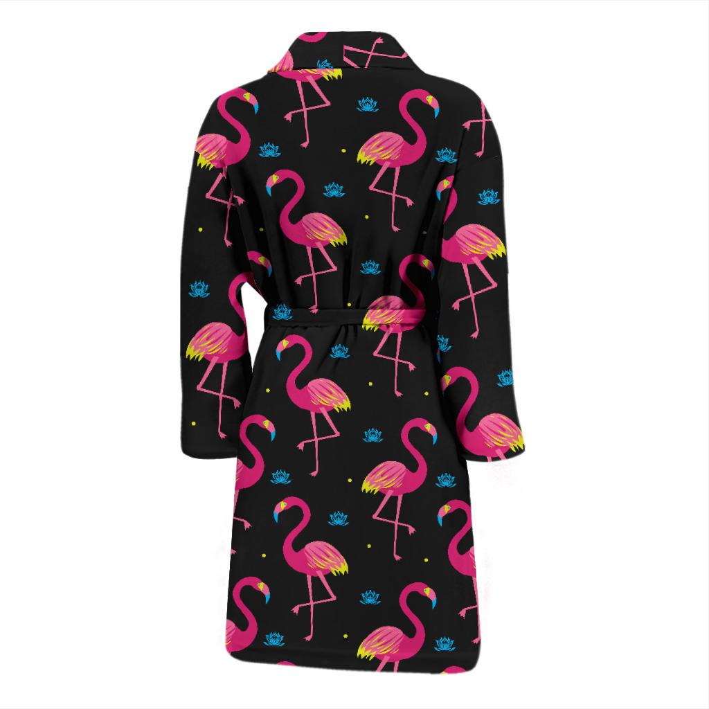 Flamingo Pink Neon Print Pattern Men Bath Robe-JTAMIGO.COM
