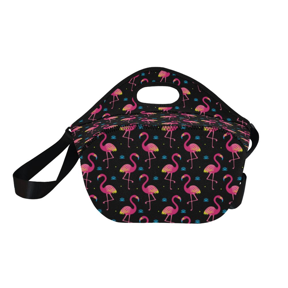 Flamingo Pink Neon Print Pattern Neoprene Lunch Bag (Model 1669)(Large)-JTAMIGO.COM