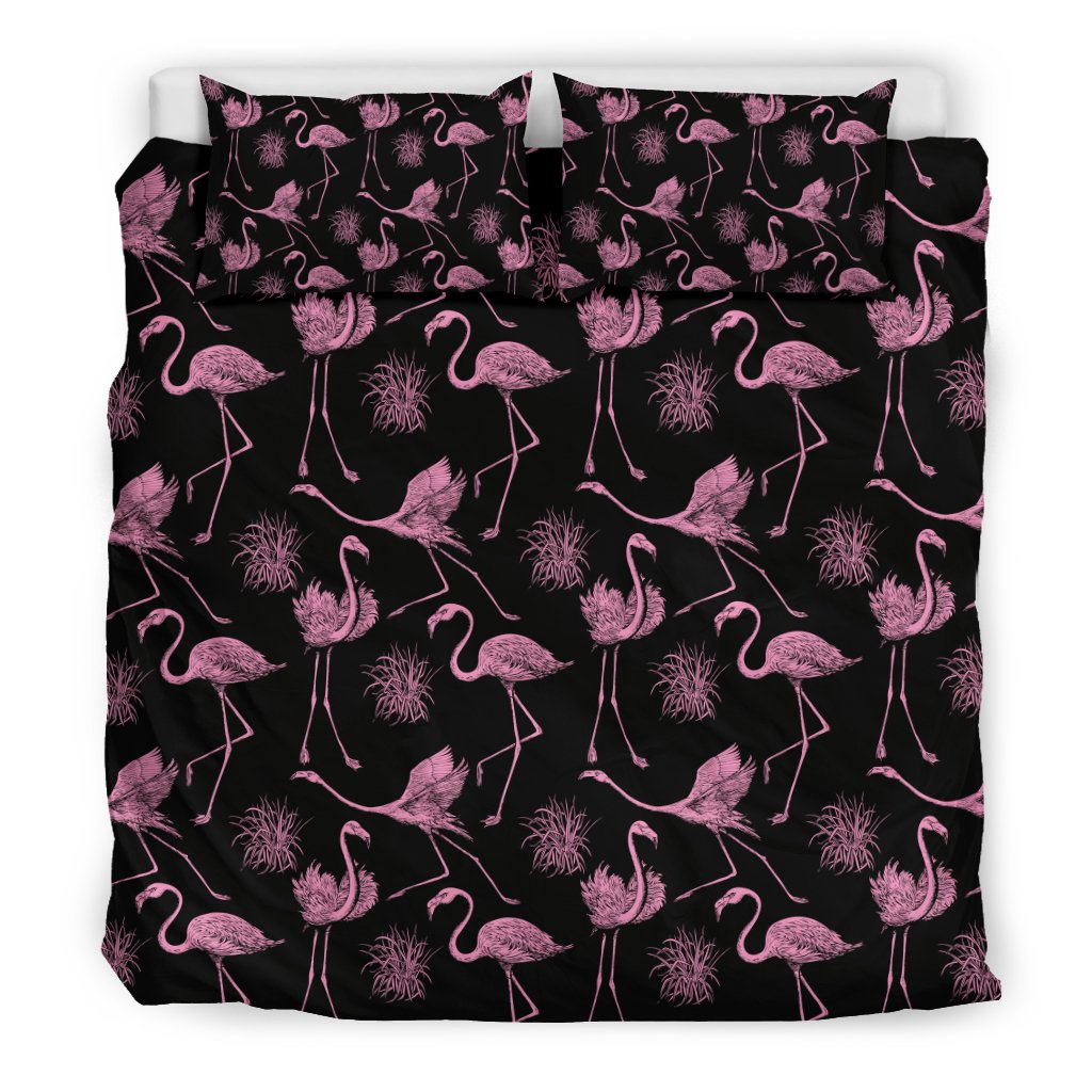 Flamingo Pink Print Pattern Duvet Cover Bedding Set