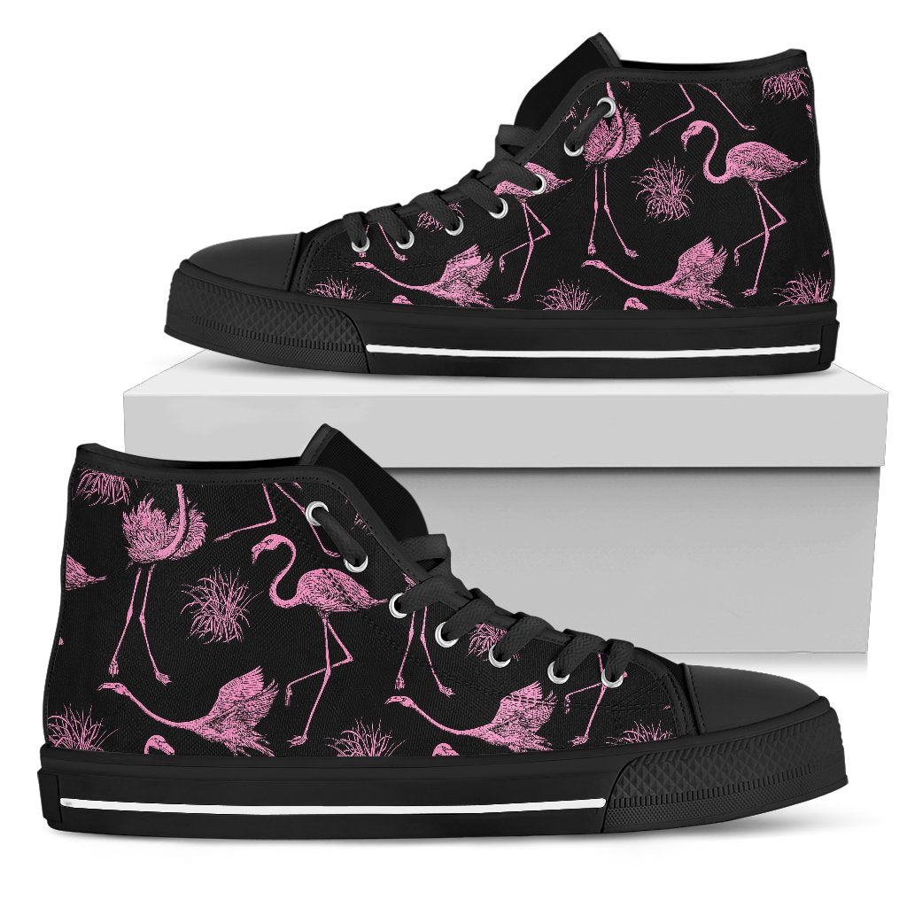 Flamingo Pink Print Pattern Women High Top Shoes