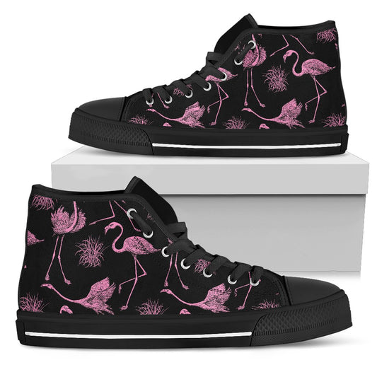 Flamingo Pink Print Pattern Women High Top Shoes