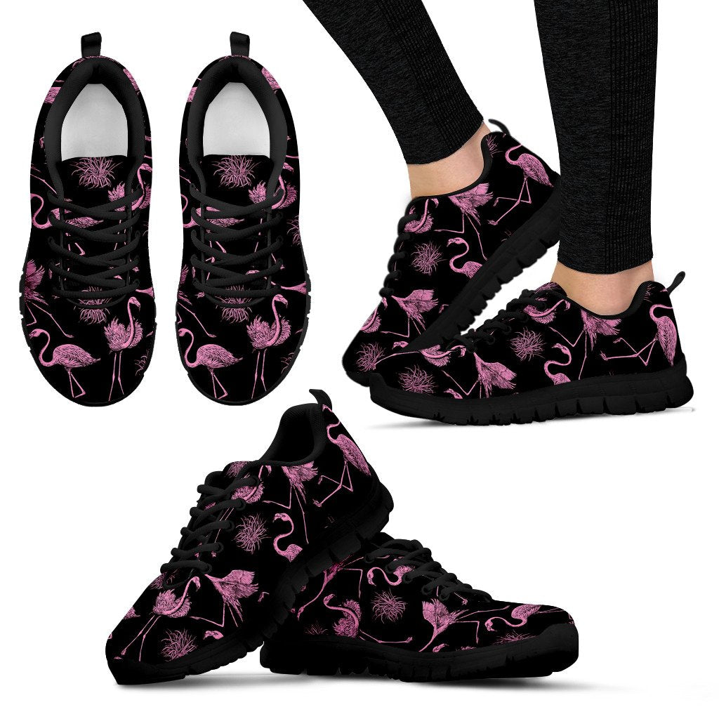 Flamingo Pink Print Pattern Women Sneakers Shoes