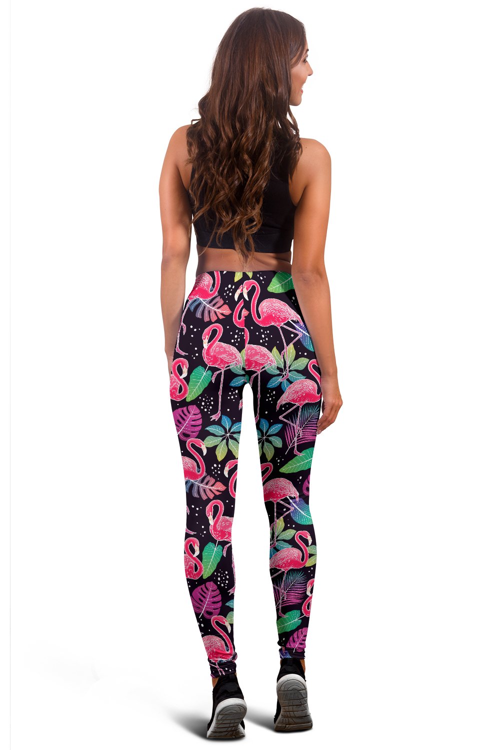 Flamingo Tropical leaves Neon Print Women Leggings