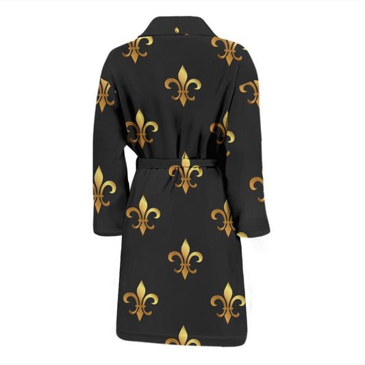 Fleur De Lis Gold Pattern Print Design 03 Men Bathrobe-JORJUNE.COM