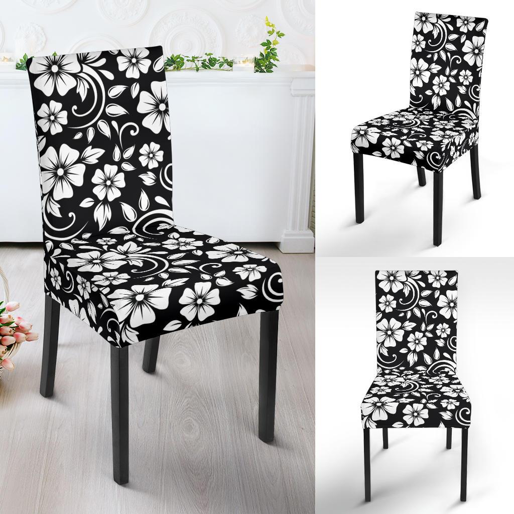 Floral Black White Themed Print Dinning Chair Slipper-JTAMIGO.COM