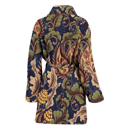 Floral Vintage Classic Print Women Bath Robe-JTAMIGO.COM