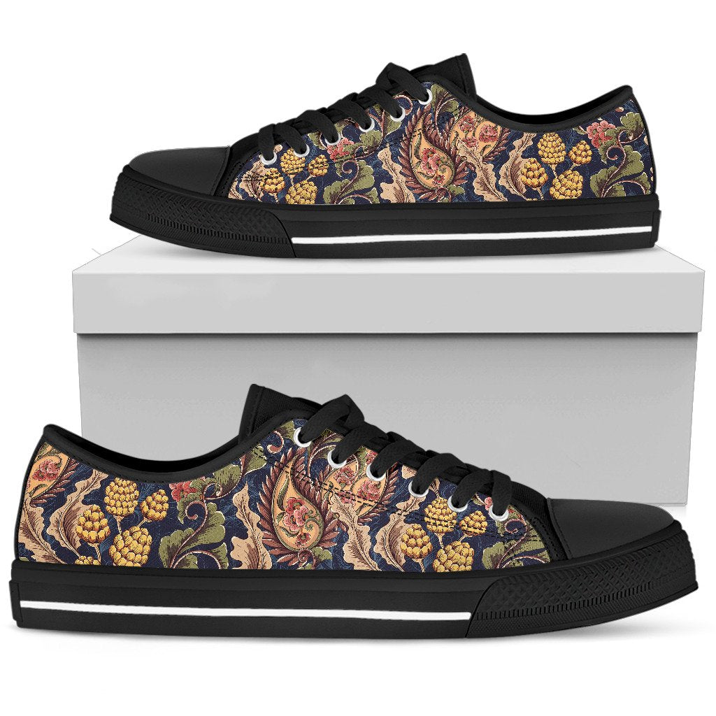 Floral Vintage Classic Print Women Low Top Shoes