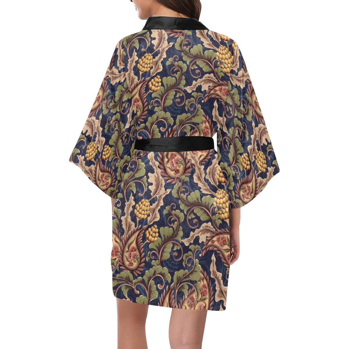 Floral Vintage Classic Print Women Short Kimono Robe