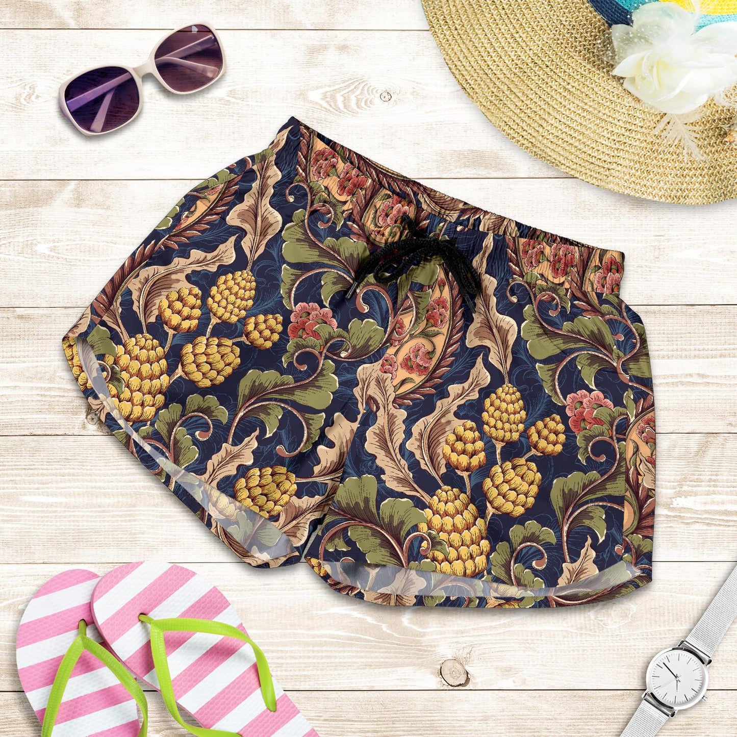 Floral Vintage Classic Print Women Shorts-JTAMIGO.COM