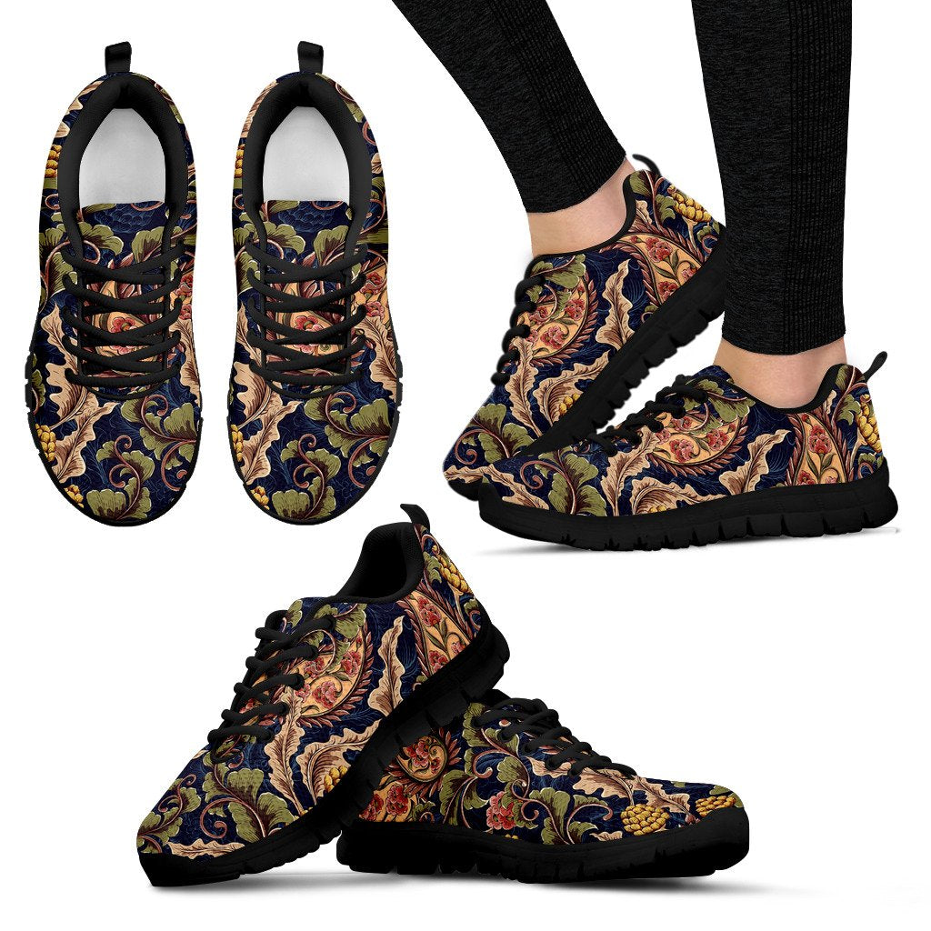Floral Vintage Classic Print Women Sneakers Shoes