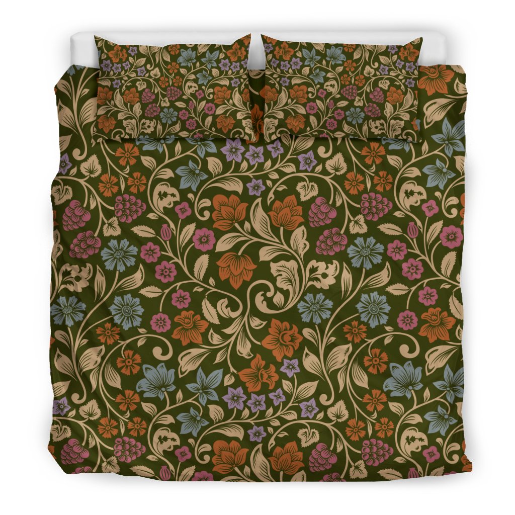 Floral Vintage Print Pattern Duvet Cover Bedding Set