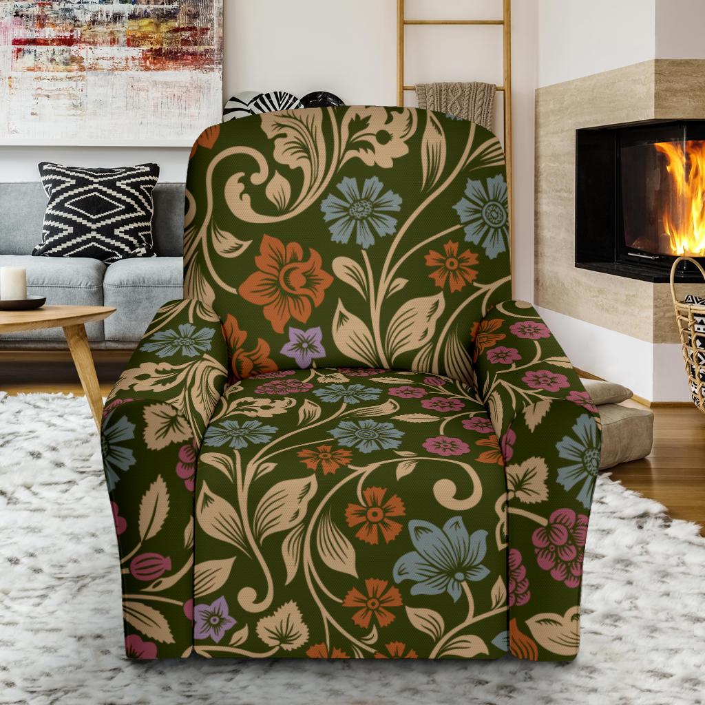 Floral Vintage Print Pattern Single Sofa Slipcover -JTAMIGO.COM
