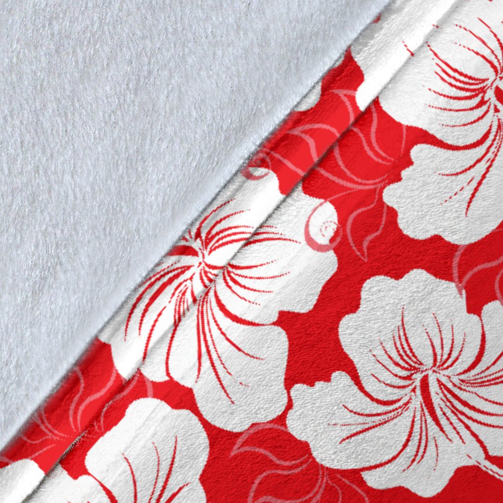 Flower Hawaiian Hibiscus Red Background Print Fleece Blanket