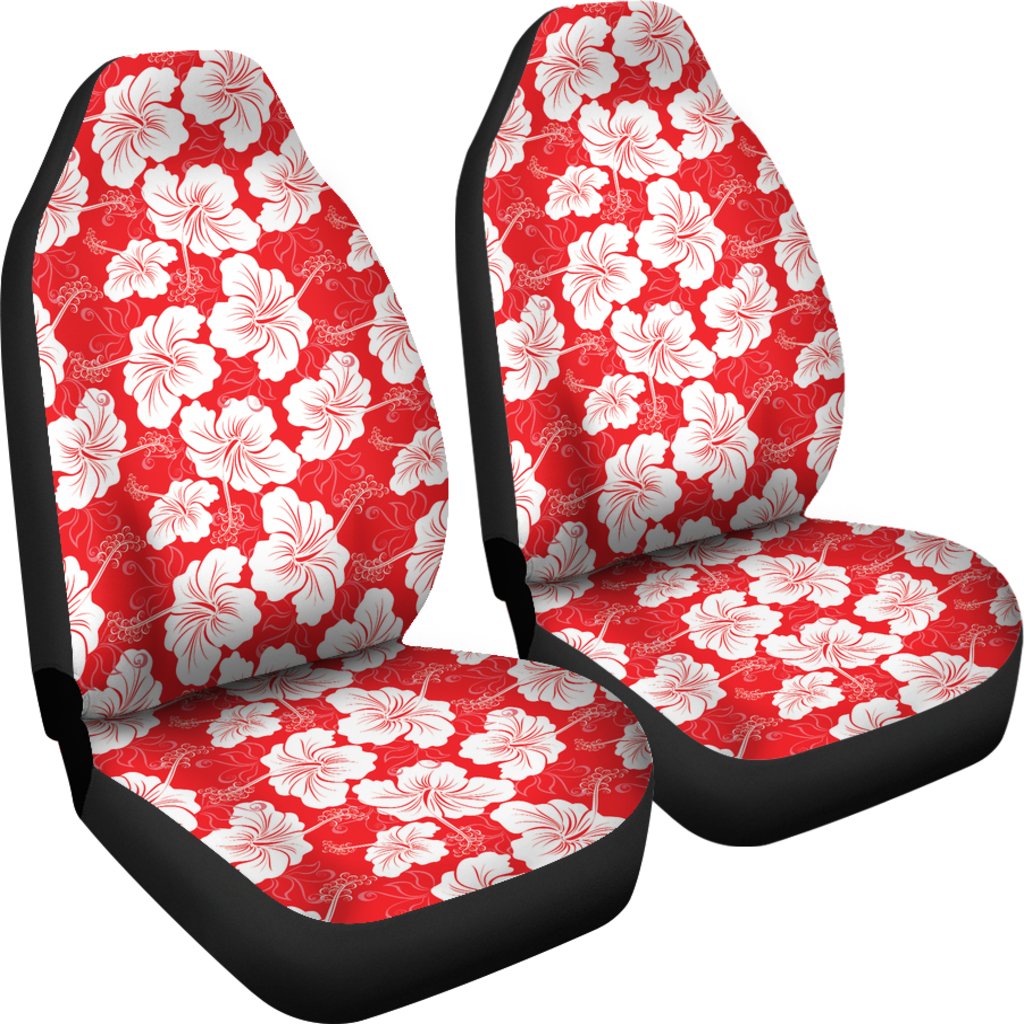 Flower Hawaiian Hibiscus Red Background Print Universal Fit Car Seat Covers