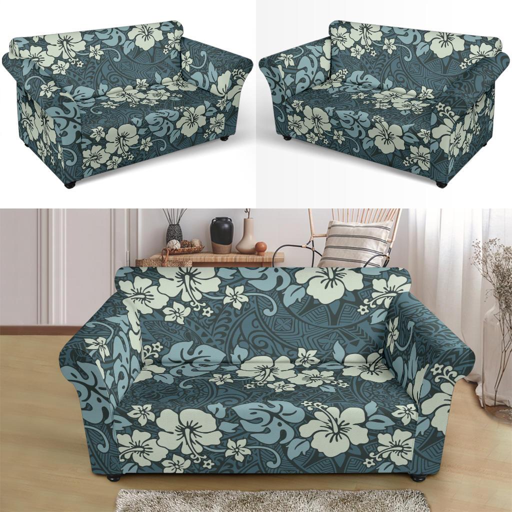 Flower Hawaiian Hibiscus Style Print Pattern Loveseat Slipcover-JTAMIGO.COM