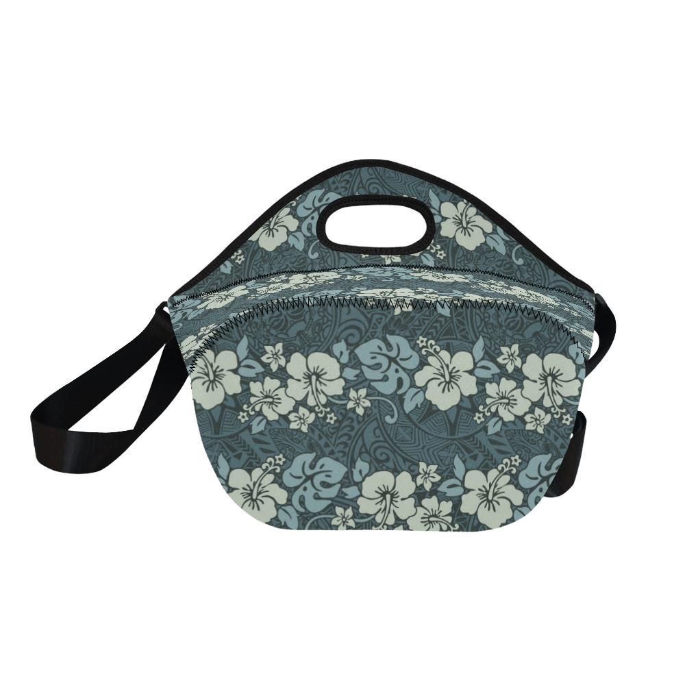 Flower Hawaiian Hibiscus Style Print Pattern Neoprene Lunch Bag (Model 1669)(Large)-JTAMIGO.COM