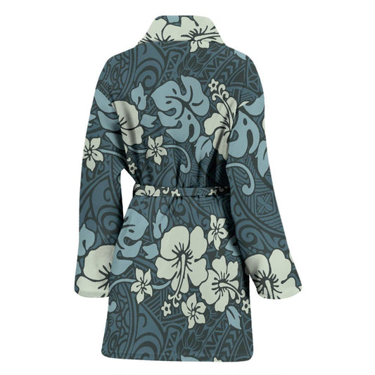 Flower Hawaiian Hibiscus Style Print Pattern Women Bath Robe-JTAMIGO.COM