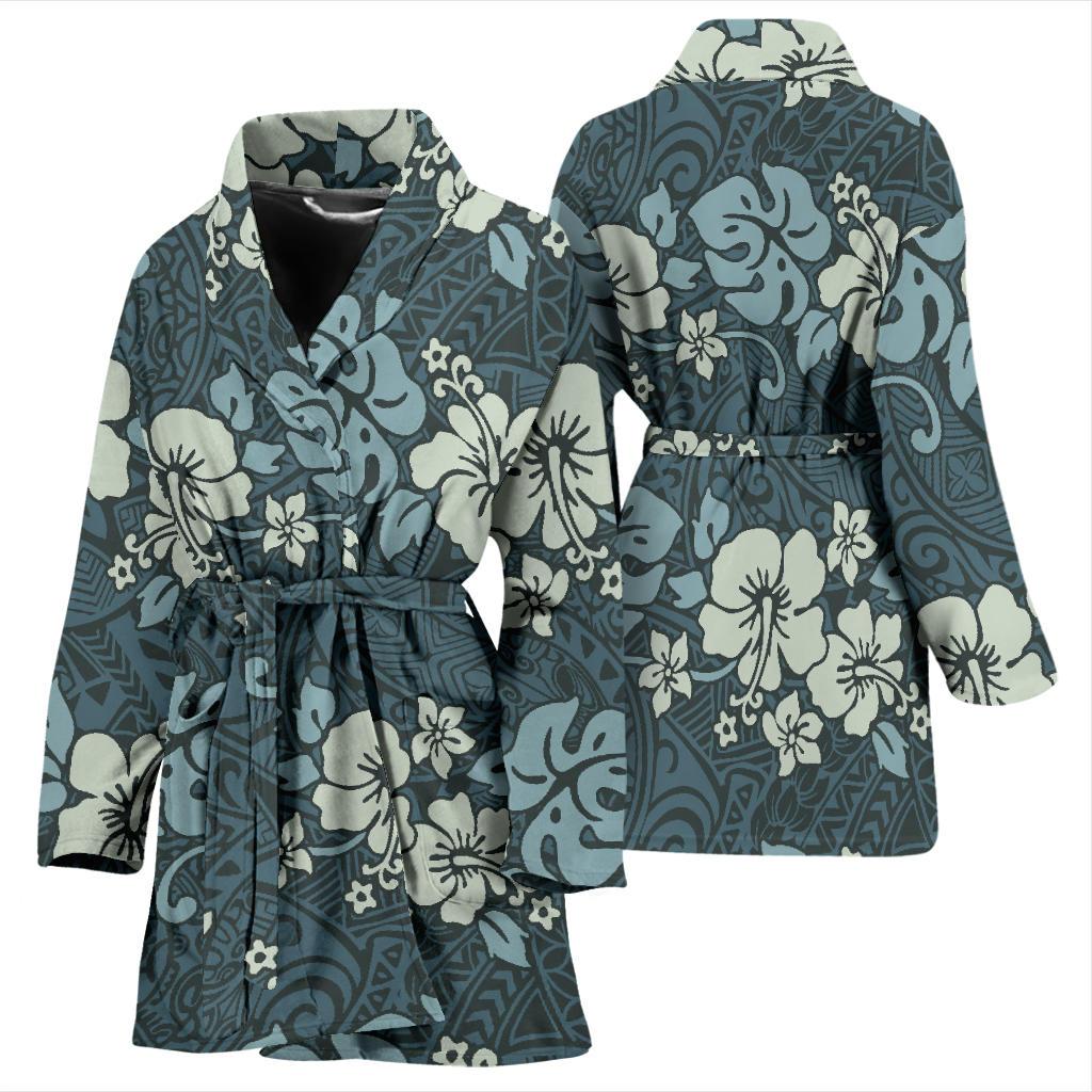 Flower Hawaiian Hibiscus Style Print Pattern Women Bath Robe-JTAMIGO.COM