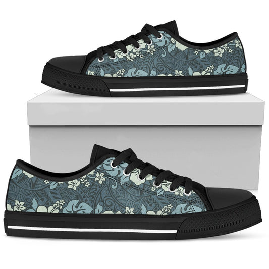 Flower Hawaiian Hibiscus Style Print Pattern Women Low Top Shoes