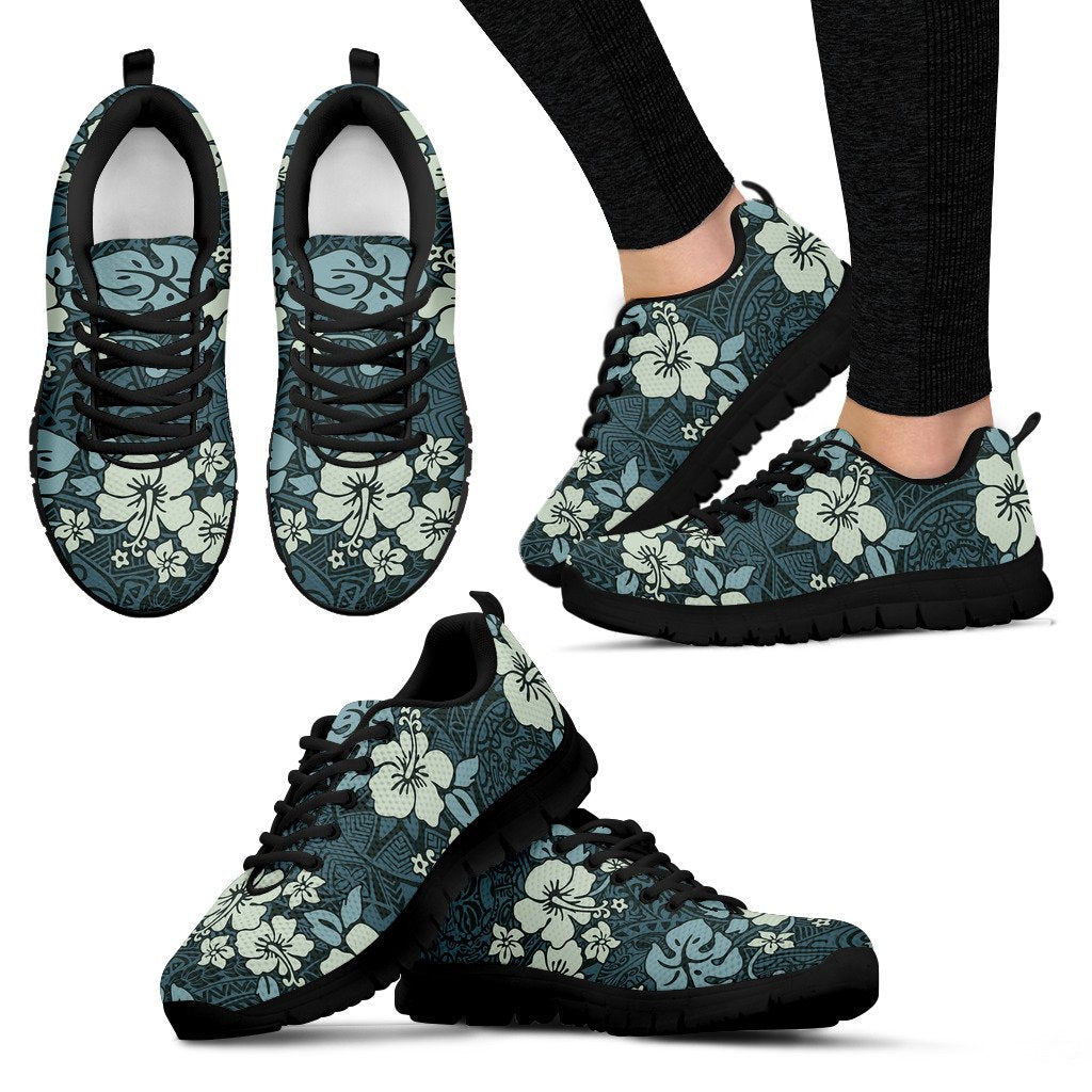 Flower Hawaiian Hibiscus Style Print Pattern Women Sneakers Shoes