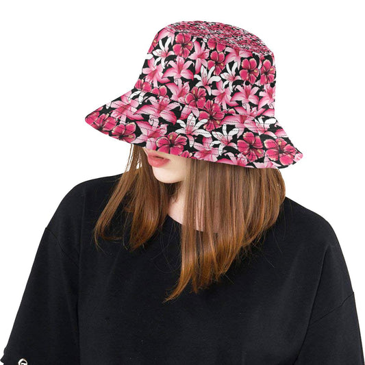 Flower Hawaiian Pink Red Hibiscus Print Unisex Bucket Hat