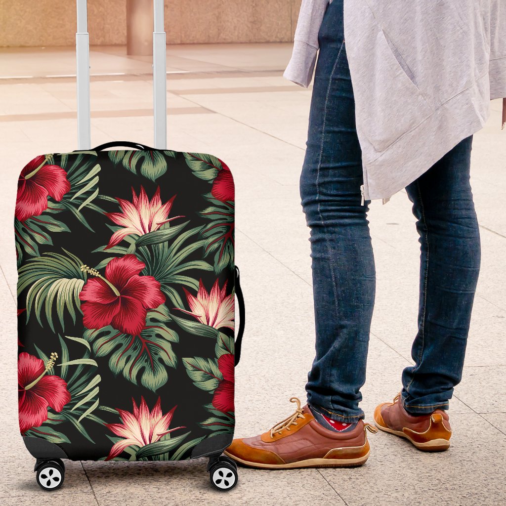 Flower Hawaiian Red Hibiscus Design Print Luggage Cover Protector