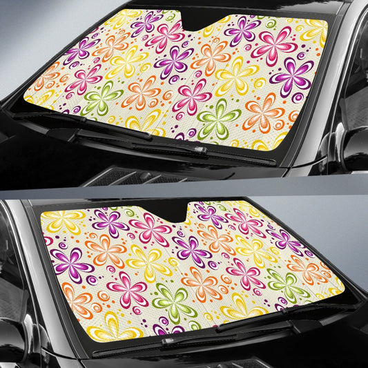 Flower Power Colorful Design Print Car Sun Shade For Windshield