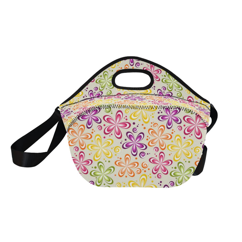 Flower Power Colorful Design Print Neoprene Lunch Bag (Model 1669)(Large)-JTAMIGO.COM