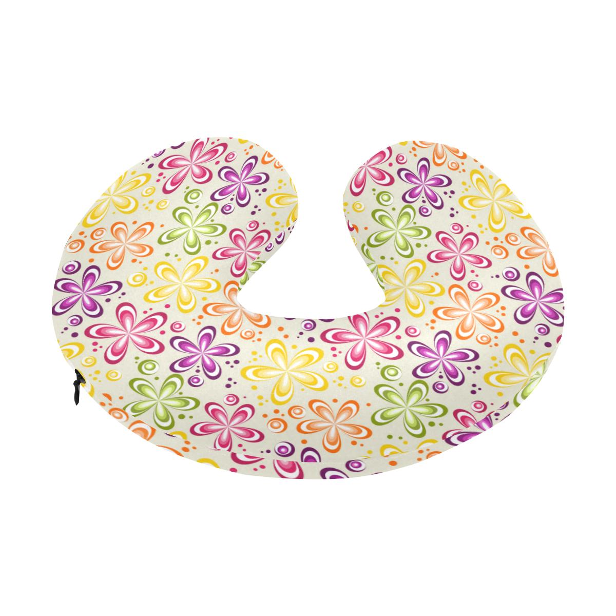 Flower Power Colorful Design Print U-Shaped Travel Neck Pillow-JTAMIGO.COM