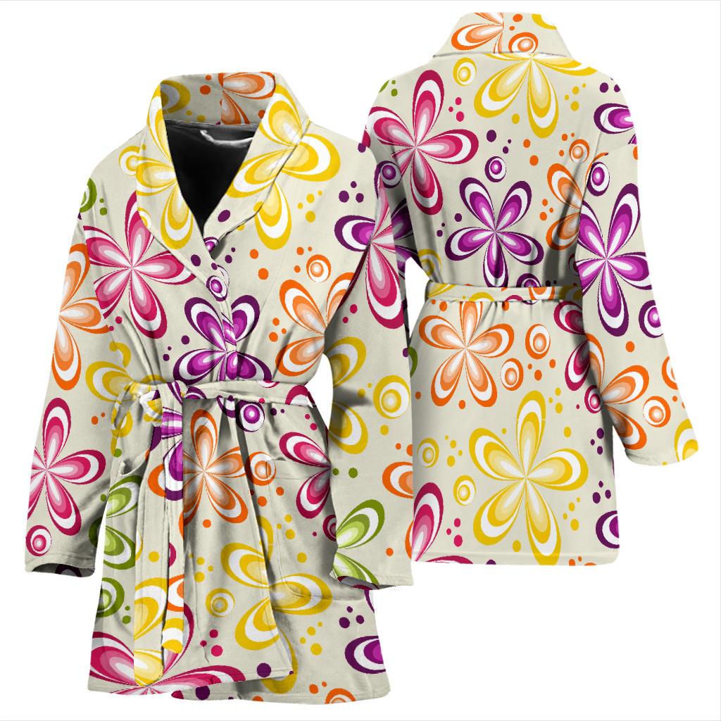 Flower Power Colorful Design Print Women Bath Robe-JTAMIGO.COM