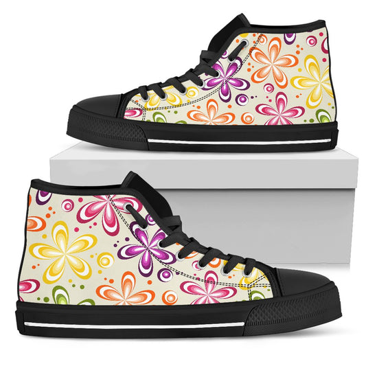 Flower Power Colorful Design Print Women High Top Shoes