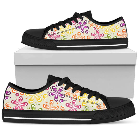 Flower Power Colorful Design Print Women Low Top Shoes