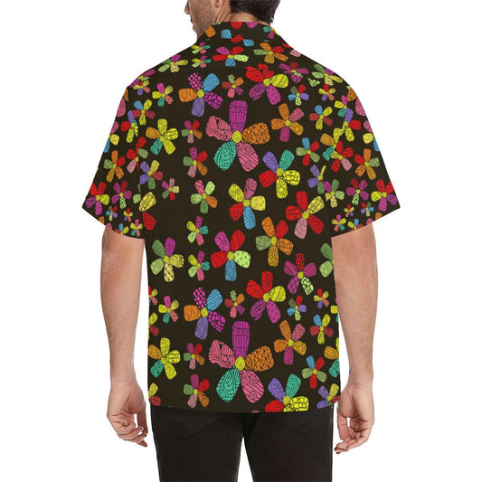 Flower Power Colorful Print Pattern Men Aloha Hawaiian Shirt