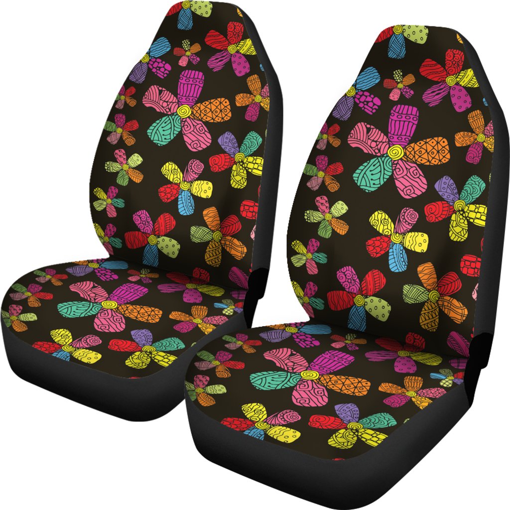 Flower Power Colorful Print Pattern Universal Fit Car Seat Covers