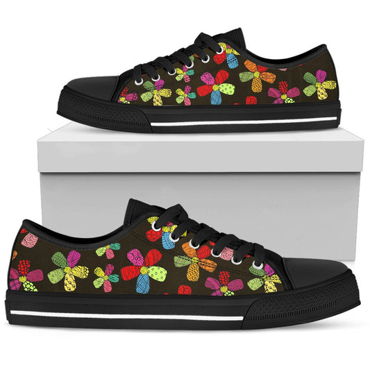 Flower Power Colorful Print Pattern Women Low Top Shoes