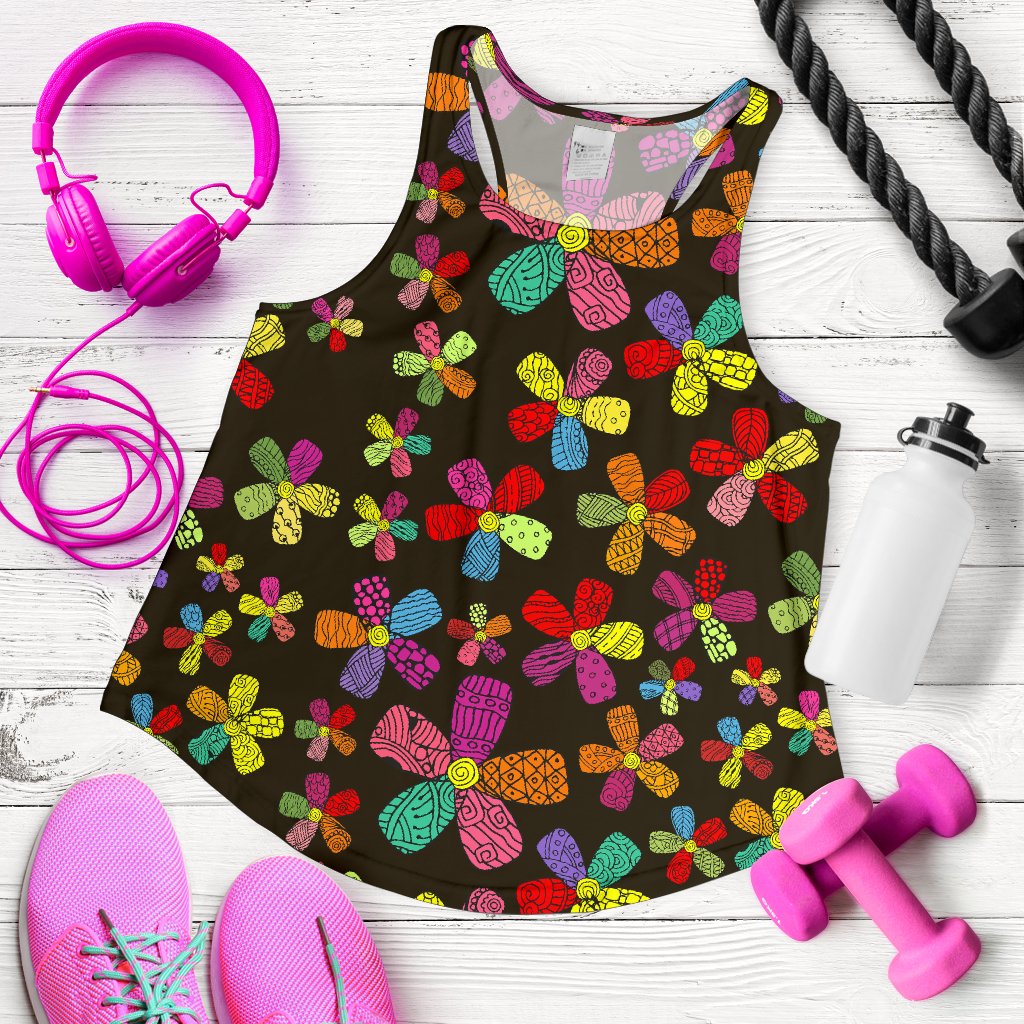 Flower Power Colorful Print Pattern Women Racerback Tank Top